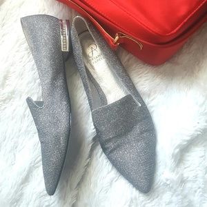 Adrianna Papell Silver Jeweled Flat Loafers